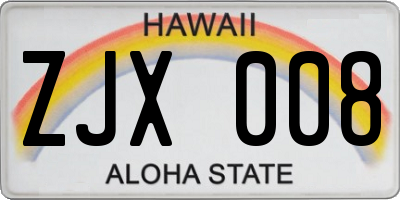 HI license plate ZJX008