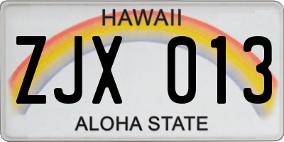 HI license plate ZJX013