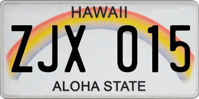 HI license plate ZJX015