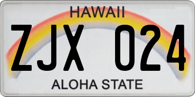 HI license plate ZJX024