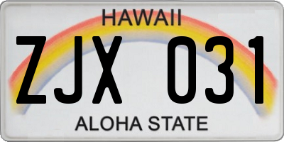 HI license plate ZJX031