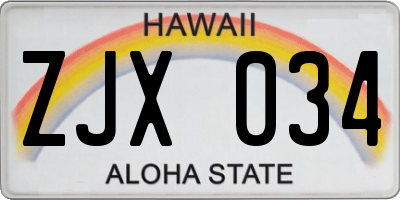 HI license plate ZJX034