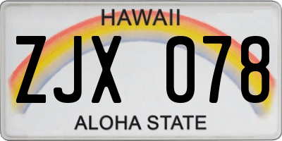 HI license plate ZJX078