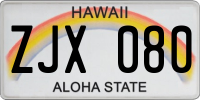 HI license plate ZJX080