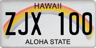 HI license plate ZJX100