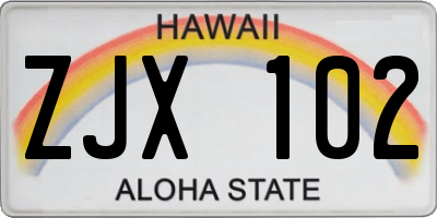 HI license plate ZJX102