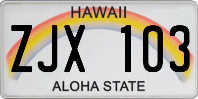 HI license plate ZJX103