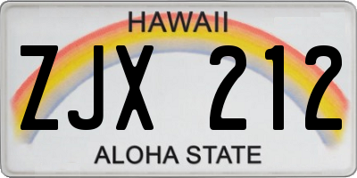 HI license plate ZJX212