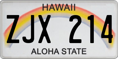 HI license plate ZJX214