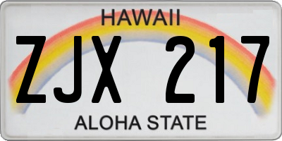 HI license plate ZJX217