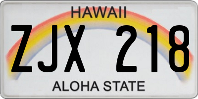 HI license plate ZJX218