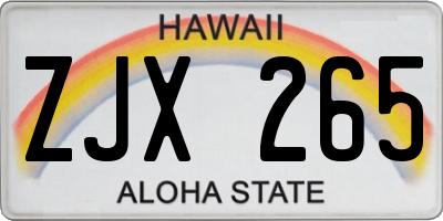 HI license plate ZJX265