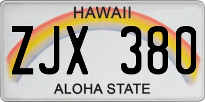 HI license plate ZJX380