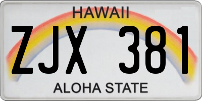 HI license plate ZJX381