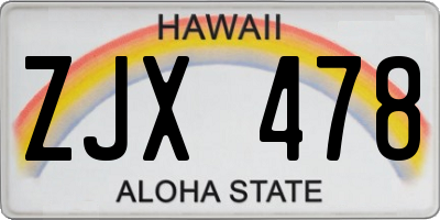 HI license plate ZJX478