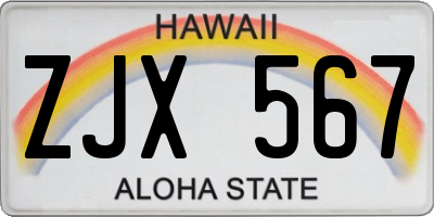 HI license plate ZJX567