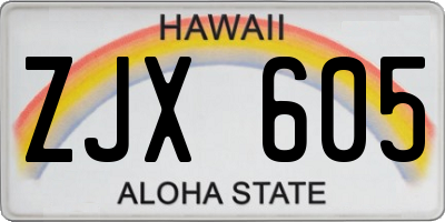 HI license plate ZJX605