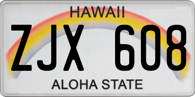HI license plate ZJX608