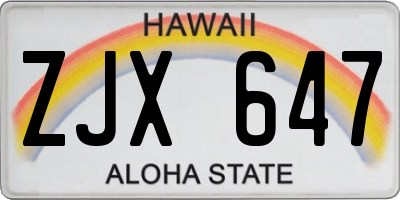 HI license plate ZJX647