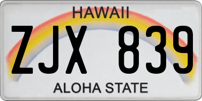 HI license plate ZJX839