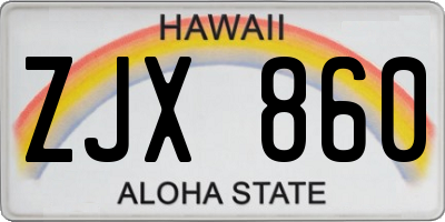 HI license plate ZJX860