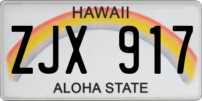 HI license plate ZJX917