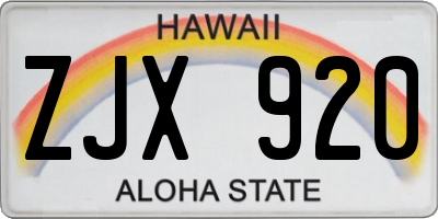 HI license plate ZJX920