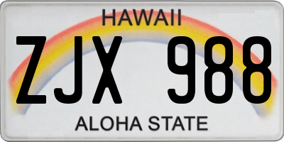 HI license plate ZJX988