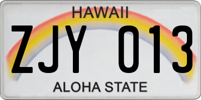 HI license plate ZJY013