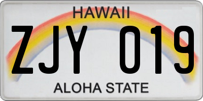 HI license plate ZJY019