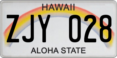HI license plate ZJY028