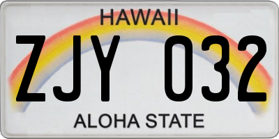 HI license plate ZJY032