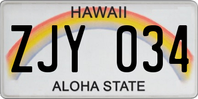 HI license plate ZJY034