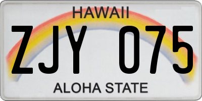 HI license plate ZJY075