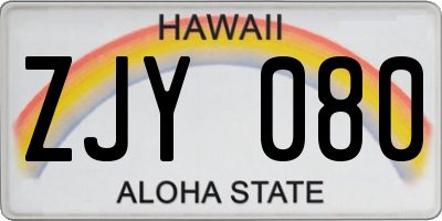 HI license plate ZJY080
