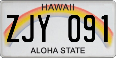 HI license plate ZJY091