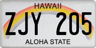 HI license plate ZJY205