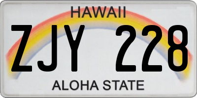 HI license plate ZJY228