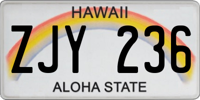 HI license plate ZJY236