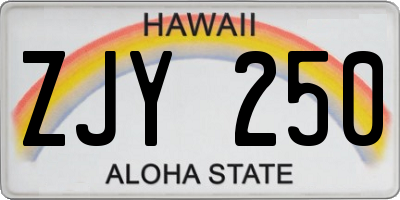 HI license plate ZJY250