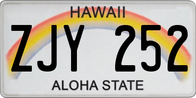HI license plate ZJY252