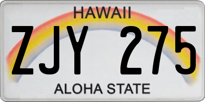 HI license plate ZJY275