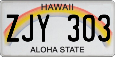 HI license plate ZJY303