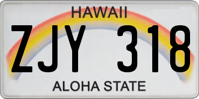 HI license plate ZJY318