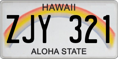 HI license plate ZJY321