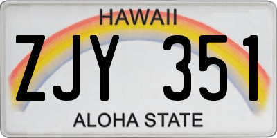 HI license plate ZJY351