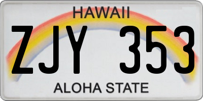 HI license plate ZJY353