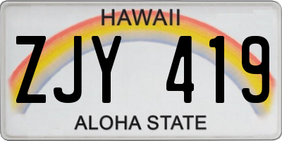 HI license plate ZJY419