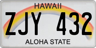HI license plate ZJY432