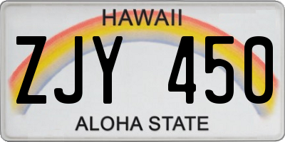 HI license plate ZJY450